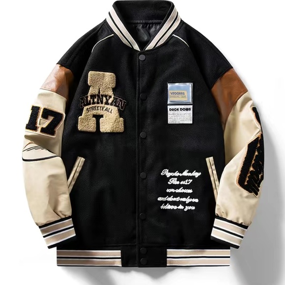 Loose Oversize Vintage Baseball Jacket With Embroidered Letters Print - Picture 5 of 5